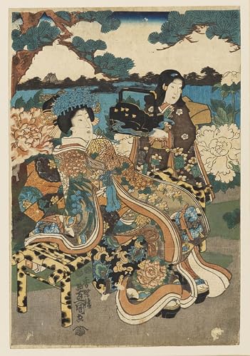 Cuadro de lienzo de cortesana y criada por Utagawa Kunisada arte mural 60x90cm