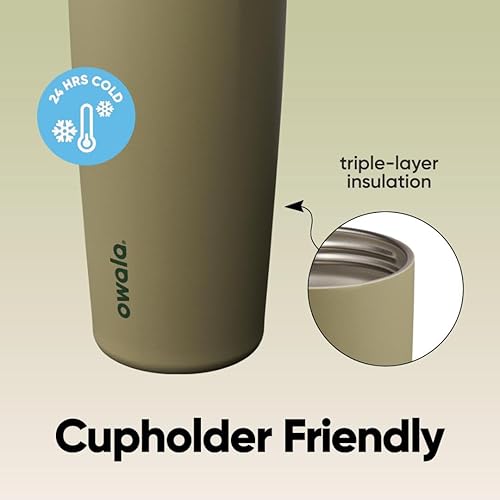 Miniatura 4 de Owala FreeSip, Sway- Botella térmica de acero inoxidable, con boquilla dual, pajilla, asa de cubo, para viajes, escuela, deporte, 30 oz, sin