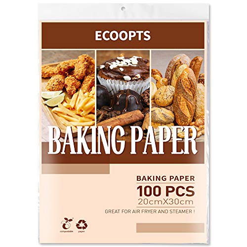 Lot de 100 feuilles de cuisson prédécoupées antiadhésives 20,3 x 30,5 cm pour la cuisson des cookies, la cuisine, le grill, le four Cover