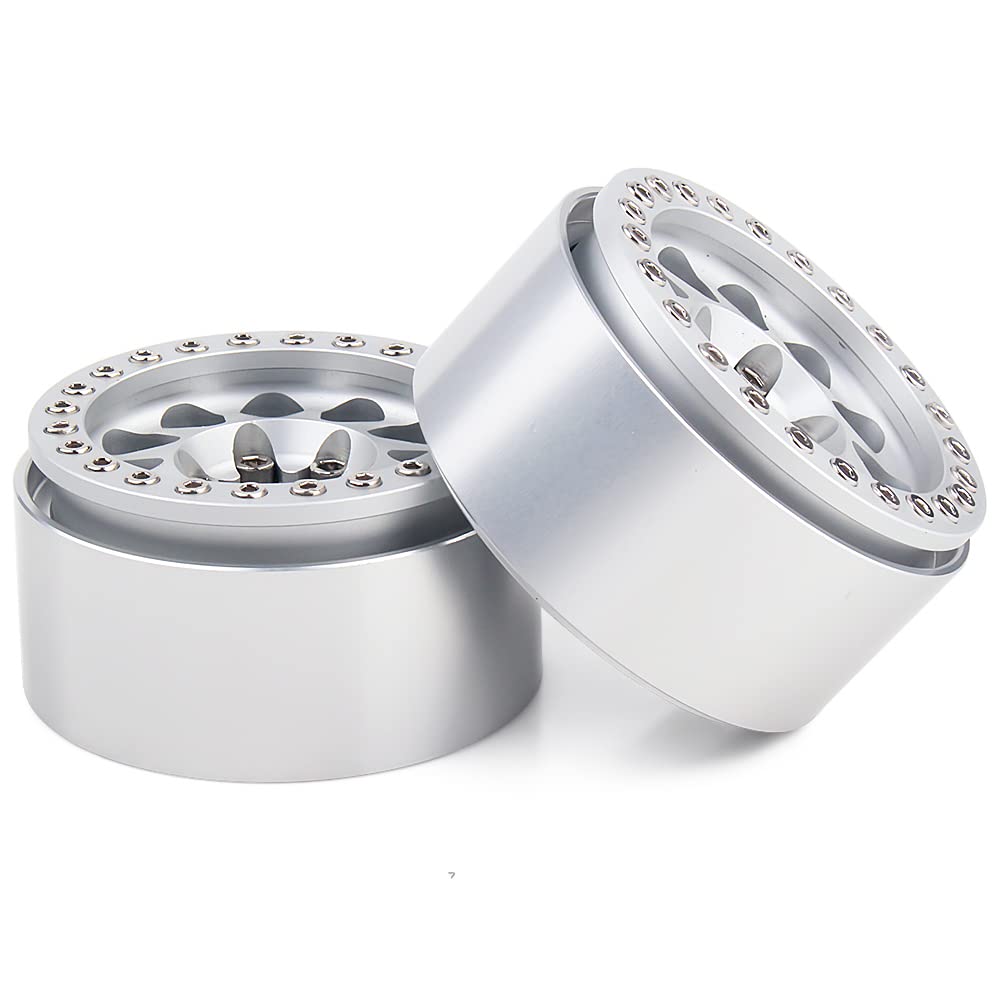 4 Jantes INJORA 1.9 Beadlock Noir Et Argent Pour Crawler RC 1/10 SCX10 TRX-4 Tamiya