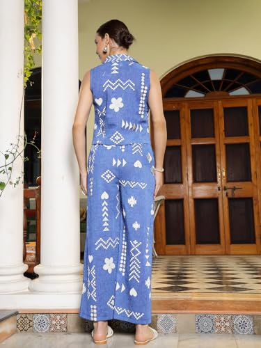 Image of Stylum Women's Geomatric Printed Rayon Slub Short Kurti Pant Set