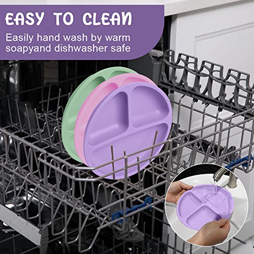 Vicloon 2-Pack Suction Plates with 3-Compartment Divided Design — view 5