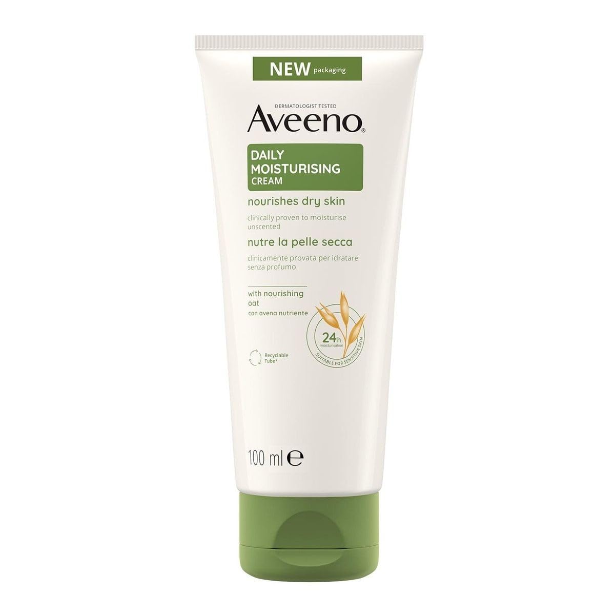 Aveeno Nourishing Cream, Daily Moisturising, Dry & Sensitive Skin, 100ml