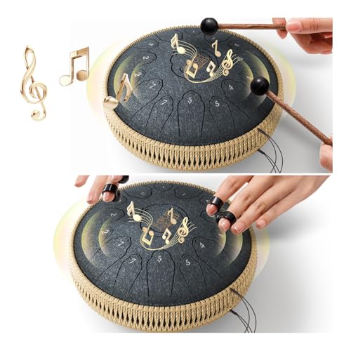 image for FOUR UNCLES Rain Drum for Outside, Steel Tongue Drum -13 Inch 15 Notes