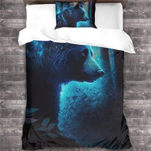 Housse de couette 3D Lumos Bears parure lit microfibre 135x200cm - 4