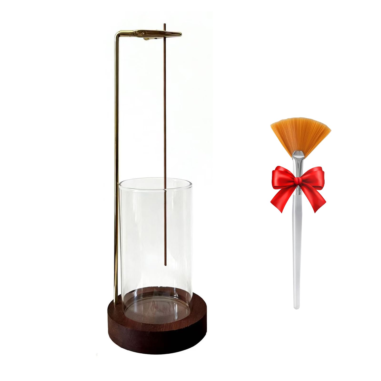 2 In 1 Glass Incense Holder,Upside Down Burner,Ash Catcher & Sticks Storage with Wooden Base,for Home,Yoga Studio&Meditation Room (1)