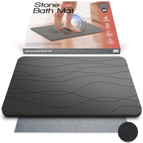 Naz Essentials Stone Bath Mat XL Non-Slip Diatomite Earth Mat for Bathroom or Kitchen Quick-Drying Super Absorbent and Easy to Clean