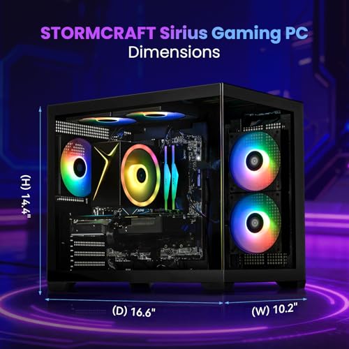 Image of STORMCRAFT Sirius Gaming PC Desktop Computer i7 14700F CPU,GeForce RTX 5070 12GB GPU,32GB DDR5 RGB 6000MHz RAM,1TB SSD,B760 Motherbaords,850W Power Supply,USB C Port,Wi-Fi,Bluetooth,Win 11 Home