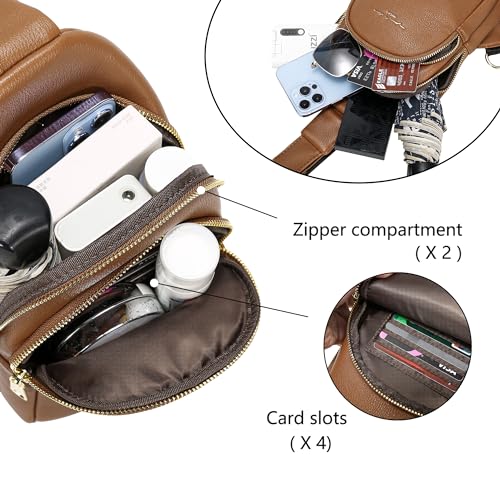 Haytijoe Small Crossbody Purse, Fanny Packs for Women Man Sling Bag Vegan Leather Crossbody Sling Purse for Gifts(Style5-Brown) - Image 6