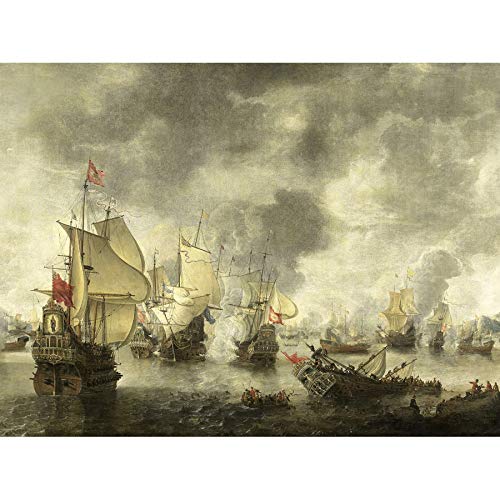 Beerstraten Battle Venice Dutch Ships Bay Foya Art Print Canvas Premium Wall Decor Poster Mural