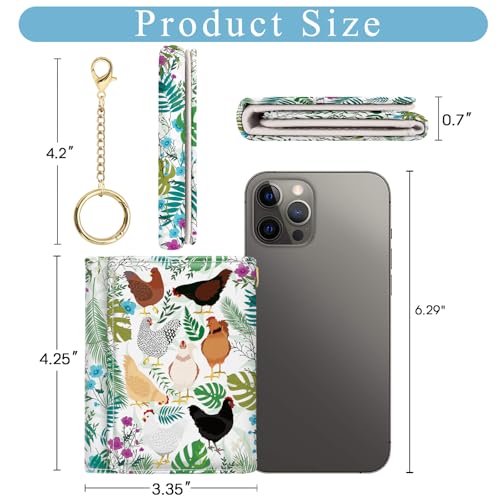 Image of Jogjam Womens Wallet, Chickens Small Slim RFID Blocking Card Wallets, Cute Trifold PU Leather Card Holder Wallet Organizer, Mini Pocket Cash Wallet with 7 Card Slots ID Window for Girls Ladies