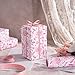 WRAPAHOLIC Kraft Floral Wrapping Paper Roll - Mini Roll - 17 Inch x 33 Feet - Vintage Toile Pink Floral Paper for Birthday, Bridal Shower, Wedding, Baby Shower