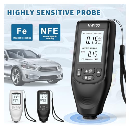 Medidor digital de espesor de recubrimiento, 0-2000 μm, alta precisión para pintura automotriz, prueba no destructiva de capas en acero, aluminio y cobre miniatura 5