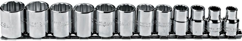 3/8" Drive 12 Piece Metric Socket Set - 12 Point