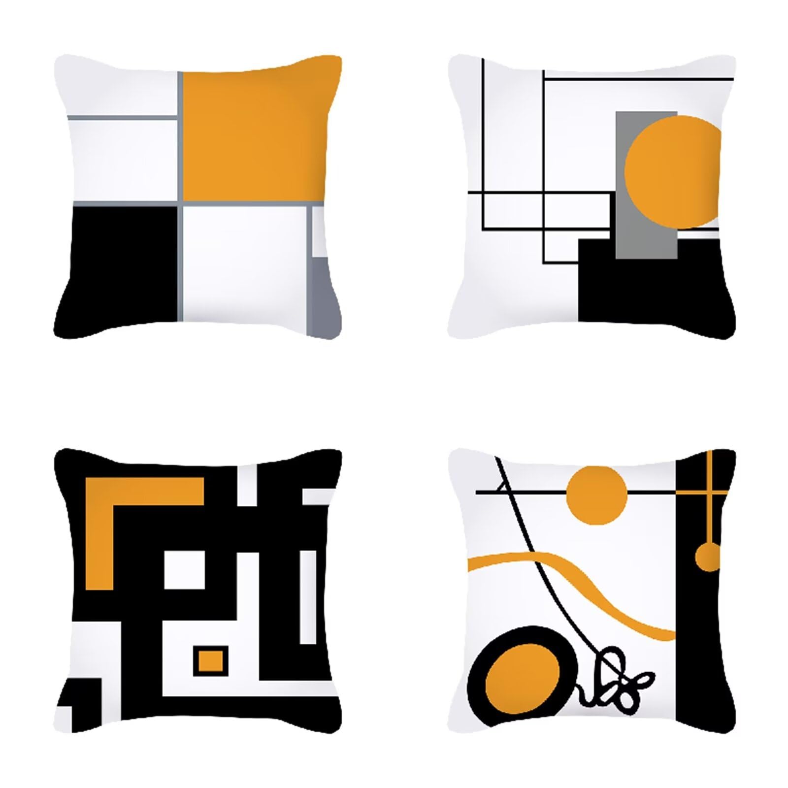 Juego de 4 Amarillo Moderno Fundas de Cojines,Geometría Cojines Decoracion Impermeable 65x65cm,Otoño Fundas Cojín Suave Decorativas,Sofá Sala de Estar Exterior Jardín Cojin,Cremallera Oculta HY-3943