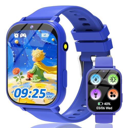 clleylise Kids Smart Watch for Boys Girls - Smart Watch for Kids Fitness Watch with 18 Fun Games, 8MP Camera, Step Counter & Sleep Monitoring, Alarm, Flashlight, for Girls Boys (Blue)
