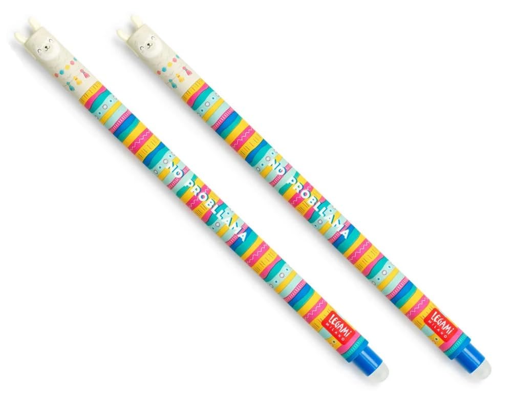 LEGAMI Bolígrafo de gel borrable – Hoja, tinta termosensible, diámetro de la punta 0,7 mm, longitud 15 cm, tinta azul (paquete de 2)