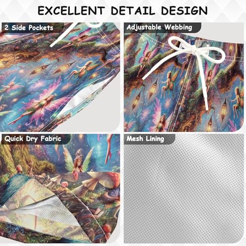 Fairy Trees Caute Boys Swim Trunks Quick Dry Toddler Swimsuit Boy Bathing Suits Swimwear Board Shorts L Multi3