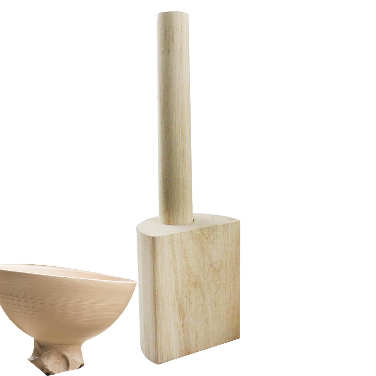 Wooden Clay Mallet - 10.8 Inches Basswood Ceramic Finishing Hammer, Handmade Craft Beating Mallet | Clay Mallets, Sculpting Accessory, Leather Working Equipment, Pottery and Craft Projects Use