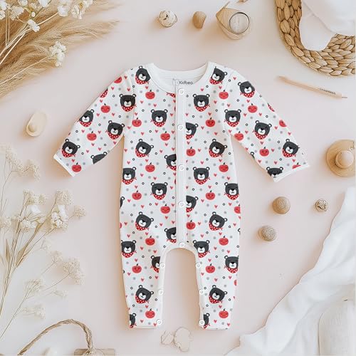 Image of Kidbea Organic Cotton Full Sleeve Baby Rompers | Soft, Cute Printed Romper for Baby Boy & Baby Girl Playwear