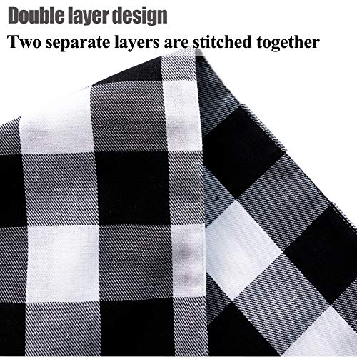Wracra Buffalo Plaid Table Runner Checkered Round Table Runner for Wedding Kitchen Dinning Room Party Home Picnic (White and Black, Table Runner 13\"×108\")