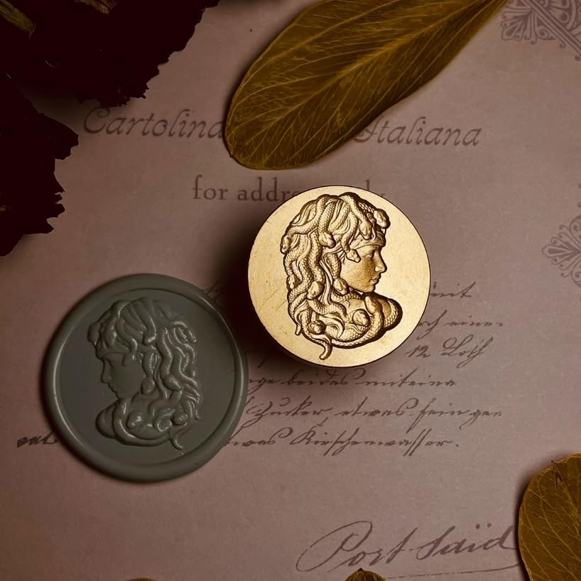 Mceal Wax Seal Stamp 3D Engraved Wax Stamp for Journals and Envelopes Greek Mythology - Medusa