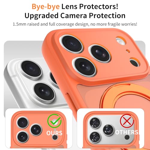 Image of Magnetic Case for iPhone 17 Pro With Magnetic Ring Stand, [Compatible with Magsafe] [Military Grade Drop Protection] Shockproof Phone Cover for iPhone 17 Pro Full Camera Protection 6.3 inch Orange