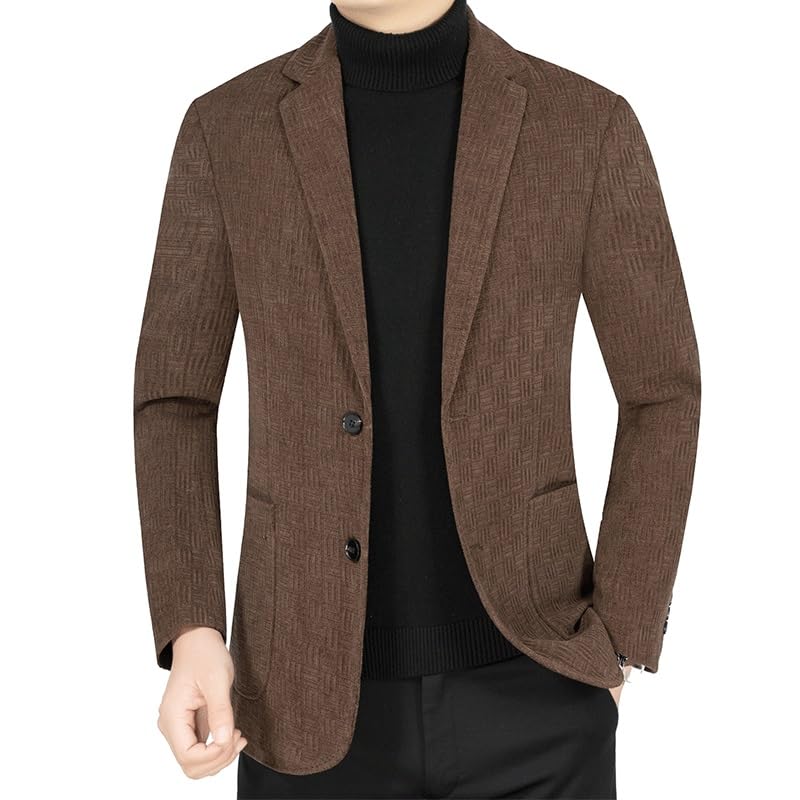 Men's Brown Casual Blazers Regular Fit Two Button Lightweight Sport Coats Business Suit Jacket