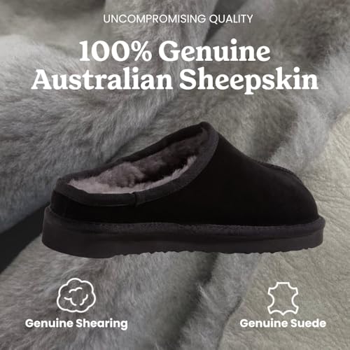 Image of Fireside by Dearfoams Women's Greta Genuine Shearling Clog Slippers, 100% Natural Suede Clogs for Outdoor & Indoor