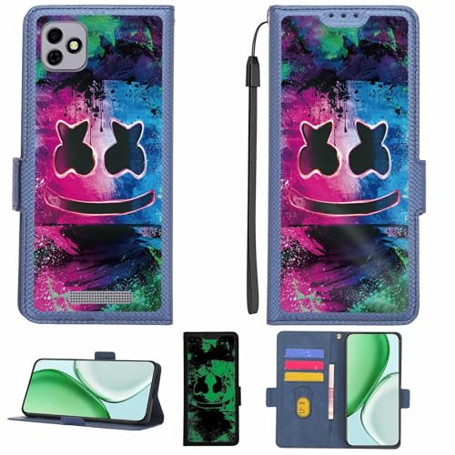 Aroepurt Case Compatible for Opel Mobile Smart 55q Phone Case Flip Cover [with Tempered Glass Screen Protector][RFID Blocking][Luminous Effect] LPT-BQ