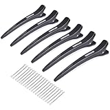 Owmoer Professional Hair Clips For Styling,With Anti Slip Teeth Duck Billed Hair Clip,6pcs Upgraded Non deformable professional hair clips For Salons Men And Women Long Hair,Black 4.7Inch Long