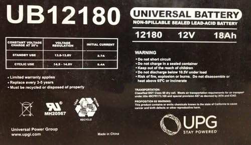 Miniatura 2 de UPG Batería SLA1116-4 sellada recargable SLA de ciclo profundo de ácido de plomo de 12V 18AH