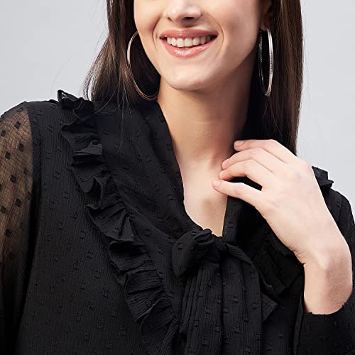 Image of Carlton London Women's Solid Polyester Blend Regular Fit Blouse