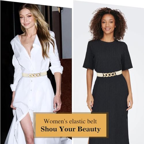 Glamorstar Women Wide Elastic Belts for Dresses Stretchy Cinch Waist Belts2
