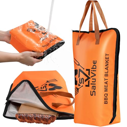 BBQ Meat Resting Blanket in bright orange, showcasing waterproof material and carrying handle, ideal for smoking brisket and turkey, featured in a guide for high-tech gadgets for adults.