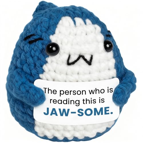 Positive Animals Crochet Shark Gift for Women Men Funny Cute Shark Plush