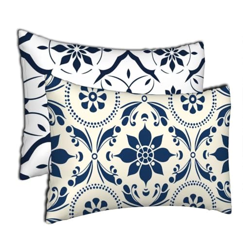 Coussin canape bohème bleu 50x70 pour une ambiance salon cocooning