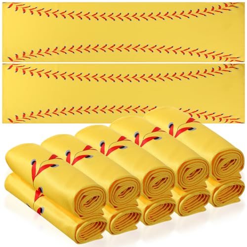 CraftyDream 12 Pcs Cooling Towel Baseball Football Basketball Breathable Chilly Softball Soccer Ice Towel 40x12 Tennis Microfiber Accessories for Player(Yellow Softball)