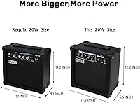 Vista 6 de Amplificador de guitarra de bajo eléctrico de 20W vatios, amplificador de práctica para actuaciones en escenario, pequeño y portátil para viajes