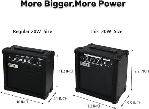 Miniatura 6 de Amplificador de guitarra de bajo eléctrico de 20W vatios, amplificador de práctica para actuaciones en escenario, pequeño y portátil para viajes,