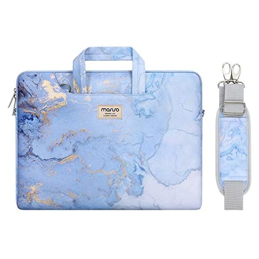 MOSISO Funda Protectora Compatible con MacBook Pro 16 Pulgadas A2141/Pro Retina A1398, Portátil de 15-15,6 Pulgadas,Funda de Maletín de Mármol de Acuarela con Cinturón de Carro, Azul