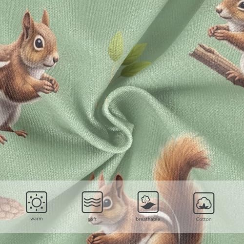 Cute Brown Squirrels Green Little Girl Panties Toddlers Underwear Floral Cotton Print Kids Undies Briefs 2t3