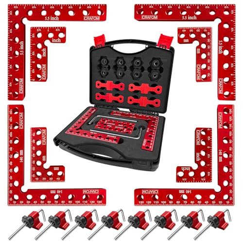 Crafom Corner Clamp for Woodworking, 90 Degree Corner Clamp With Box, Set of 8(3” 5.5”) Aluminum...