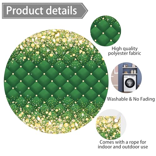 Image of Birthday Decorations Backdrop 8 x 6 ft Green Golden Happy Birthday Banner Large Birthday Party Background for Men Women Kids Photo Shoot Supplies (Green, 8 * 6 ft)