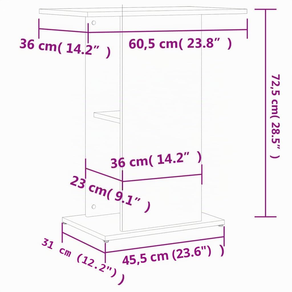 IKAYAA Soporte para Acuario Mueble para Acuario de MDF Soporte para Tanque de Reptiles 60.5 x 36 x 72.5 cm con Gabinete de Almacenamiento para Salón, Oficina, Recepción, Roble Sonoma