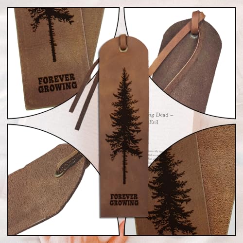 MAYJOYDIY 4Pcs Tree of Life Leather Bookmarks, 5×18cm Vintage Brown Page Markers with Tassel - Image 4