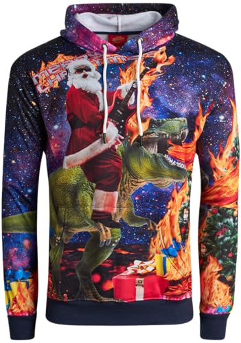 Threadcraft Mens Ugly Christmas Sweater Elf Santa Pullover Hoodie | Warm Festive Novelty Knit, Cozy Everyday Comfort For Holiday Parties, Family Photos, And Winter Gatherings 1 Threadcraft Mens Ugly Christmas Sweater Elf Santa Pullover Hoodie | Warm Festive Novelty Knit, Cozy Everyday Comfort For Holiday Parties, Family Photos, And Winter Gatherings