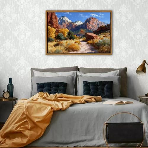 Image of Zion National Park Wall Art Mountain Pictures Wall Decor Red Rock Canyon Landscape Wall Decor Nature Southwest Desert Landscape Canvas Painting Prints for Living Room Bedroom Home Decoration 24x36 inch