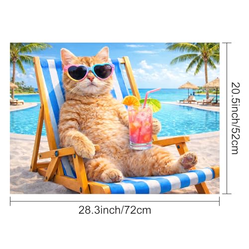 Image of HOMETITUTE Summer Stove Top Cover 28x20 Beach Cat Lounger Heat Resistant