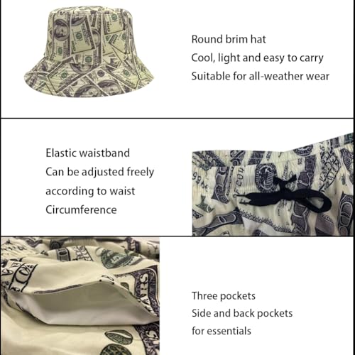Men's 2 Piece Tracksuit Hawaiian Shirt Shorts Button Down Shirt and Shorts Sets with Bucket Hats4